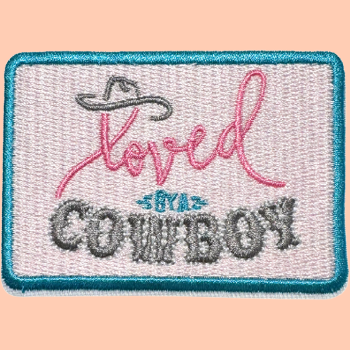 Pink And Teal "Loved By A Cowboy" Square