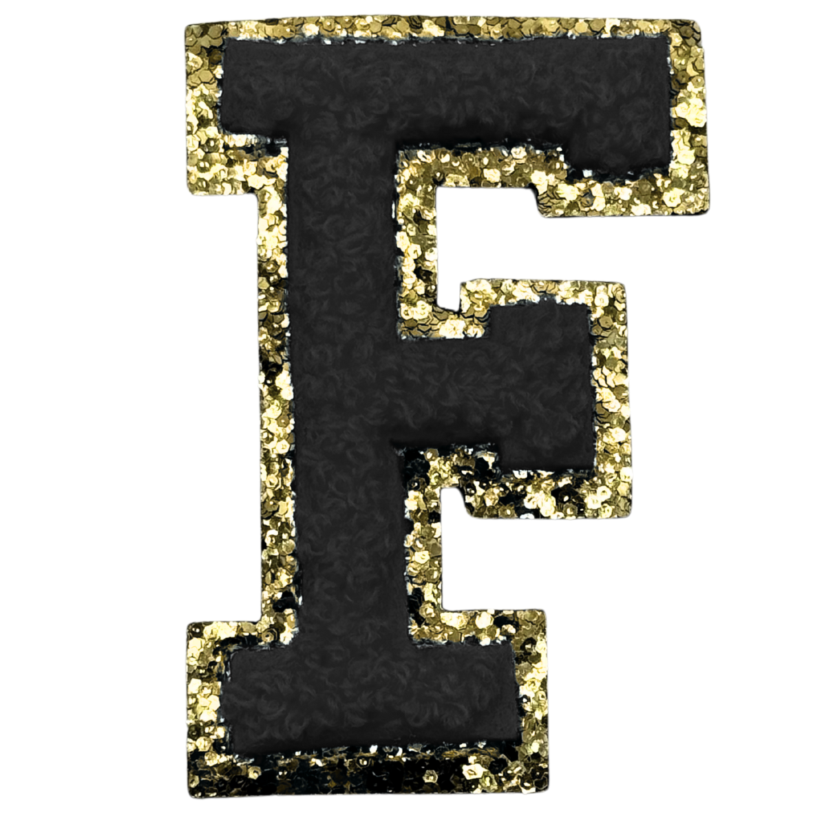 F Chenille Letter Iron On Patch Gold (Medium)