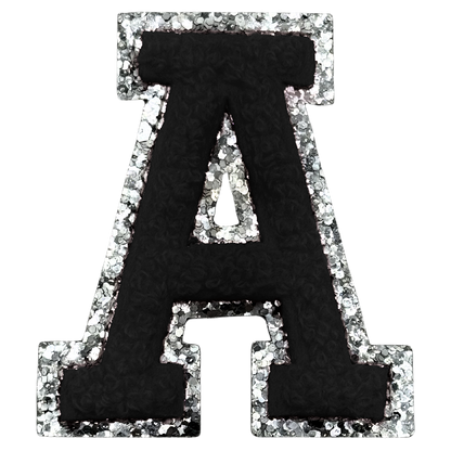 A Chenille Letter Iron On Patch Silver (Medium)