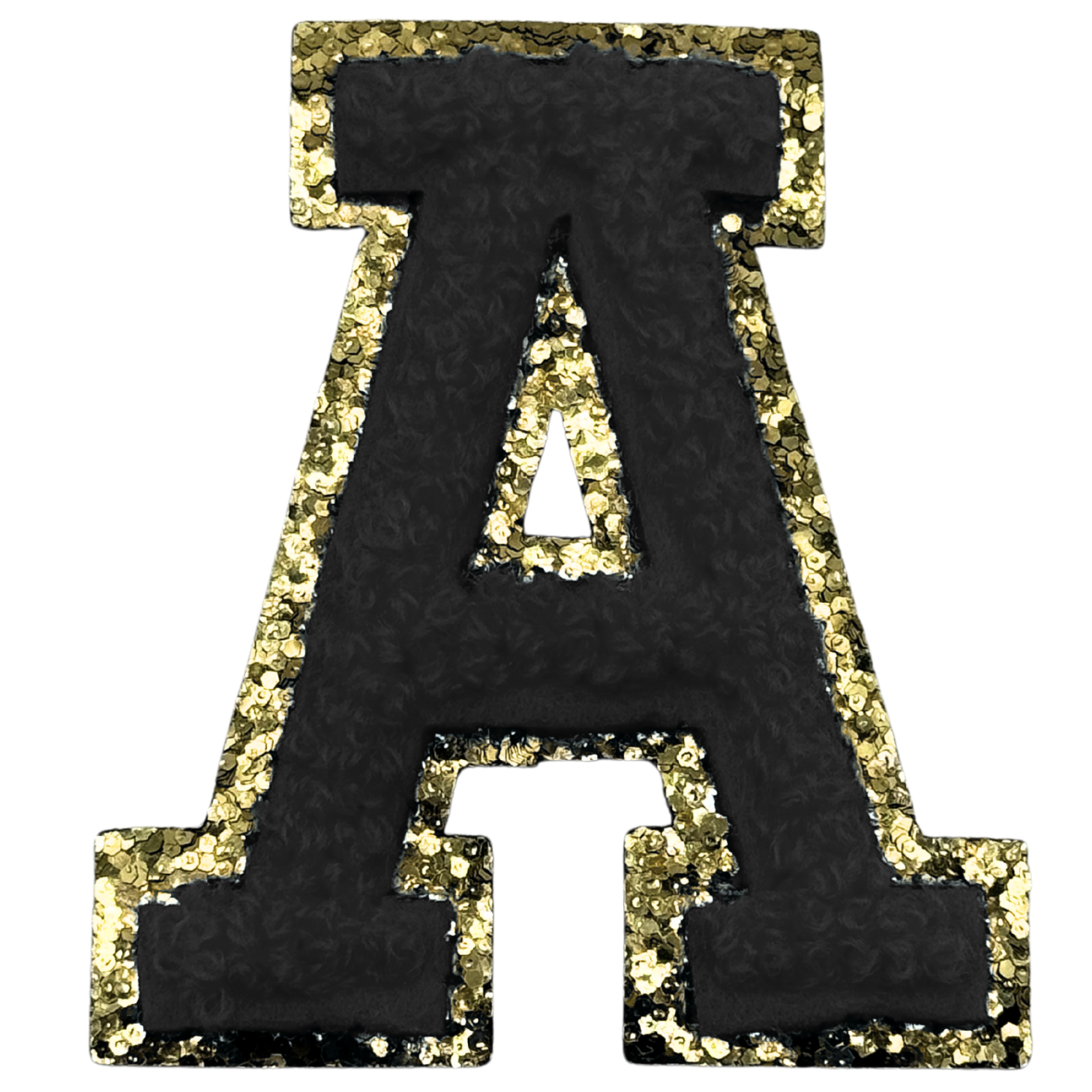 A Chenille Letter Iron On Patch Gold (Medium)