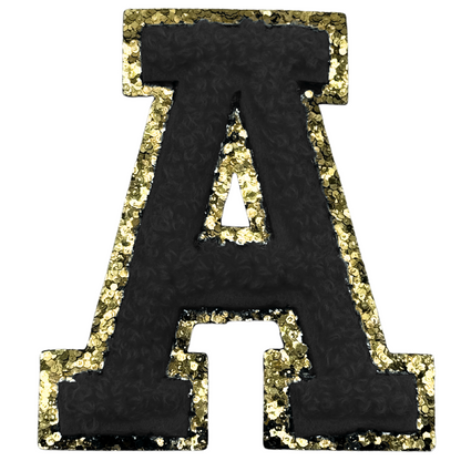 A Chenille Letter Iron On Patch Gold (Medium)