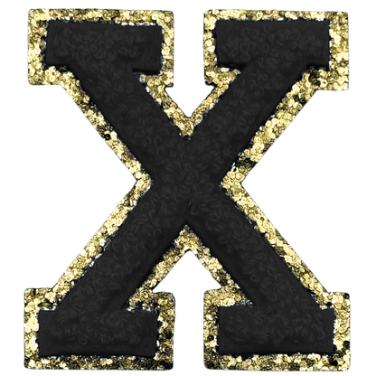 X Chenille Letter Iron On Patch Gold (Medium)
