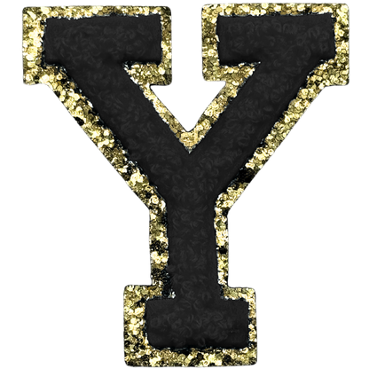 Y Chenille Letter Iron On Patch Gold (Medium)