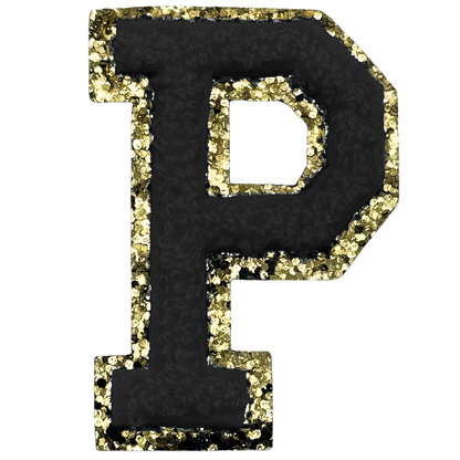 P Chenille Letter Iron On Patch Gold (Medium)