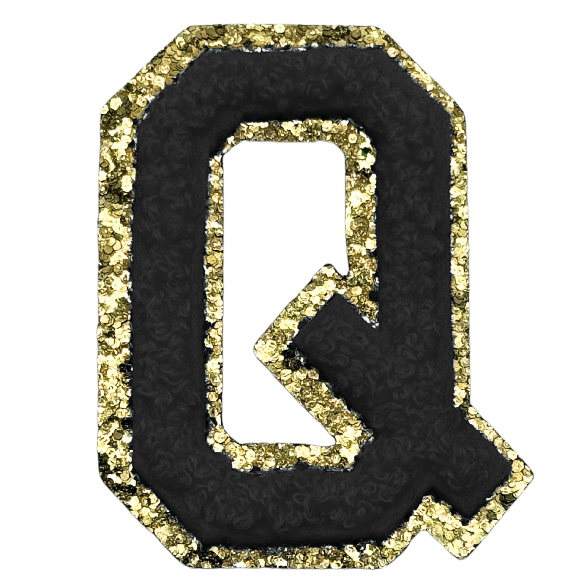 Q Chenille Letter Iron On Patch Gold (Medium)