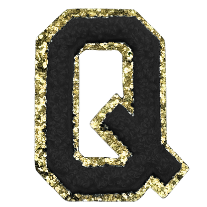 Q Chenille Letter Iron On Patch Gold (Medium)