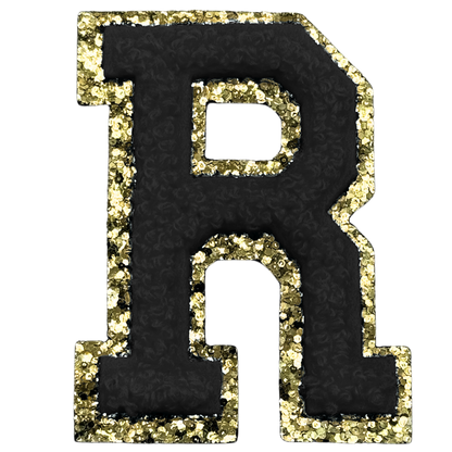 R Chenille Letter Iron On Patch Gold (Medium)