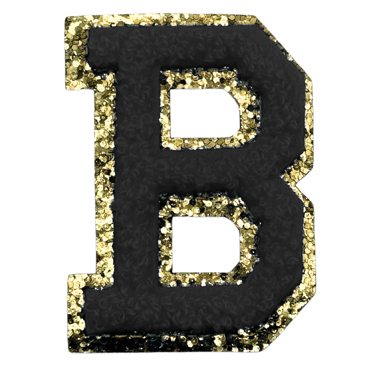 B Chenille Letter Iron On Patch Gold (Medium)