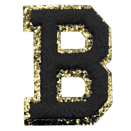 B Chenille Letter Iron On Patch Gold (Medium)