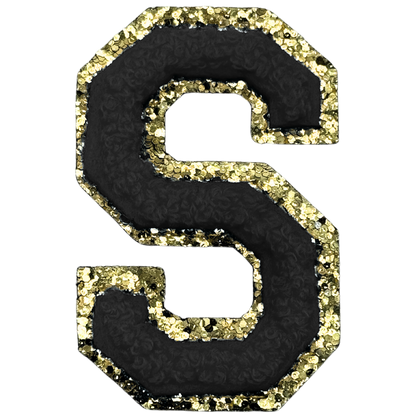 S Chenille Letter Iron On Patch Gold (Medium)