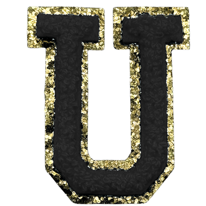 U Chenille Letter Iron On Patch Gold (Medium)