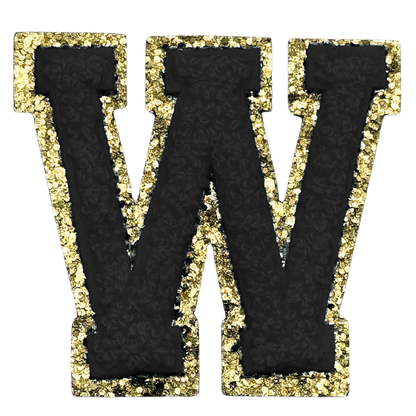 W Chenille Letter Iron On Patch Gold (Medium)