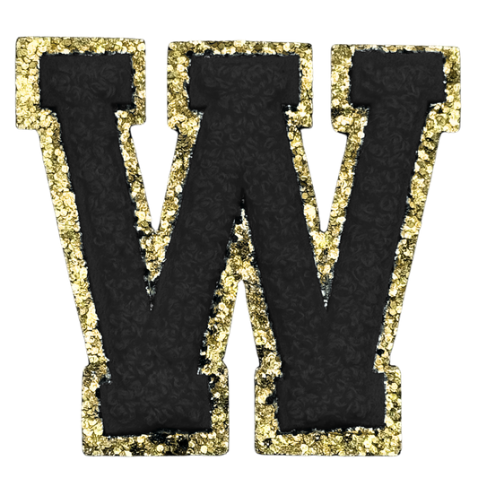 W Chenille Letter Iron On Patch Gold (Medium)