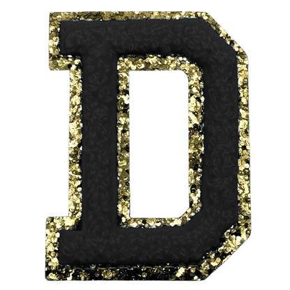 D Chenille Letter Iron On Patch Gold (Medium)