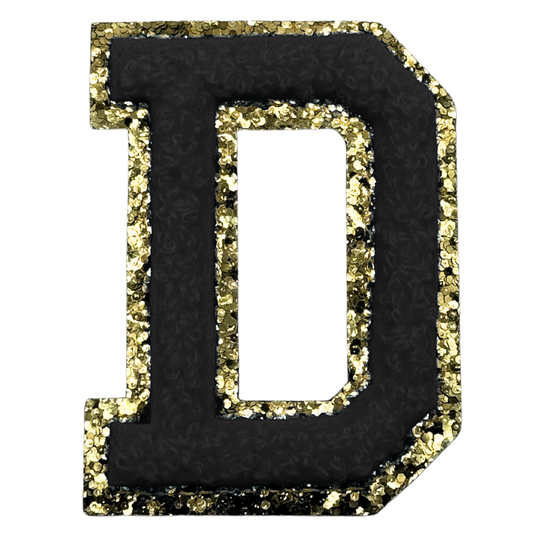 D Chenille Letter Iron On Patch Gold (Medium)
