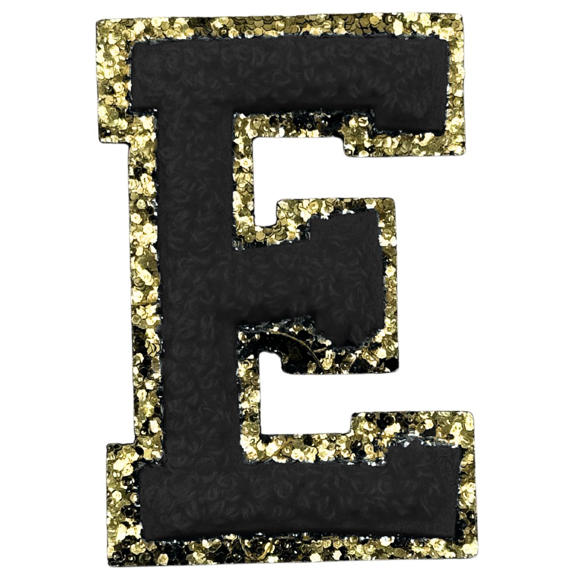 E Chenille Letter Iron On Patch Gold (Medium)