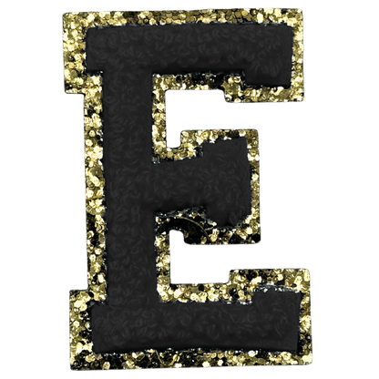E Chenille Letter Iron On Patch Gold (Medium)