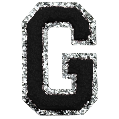 G Chenille Letter Iron On Patch Silver (Medium)