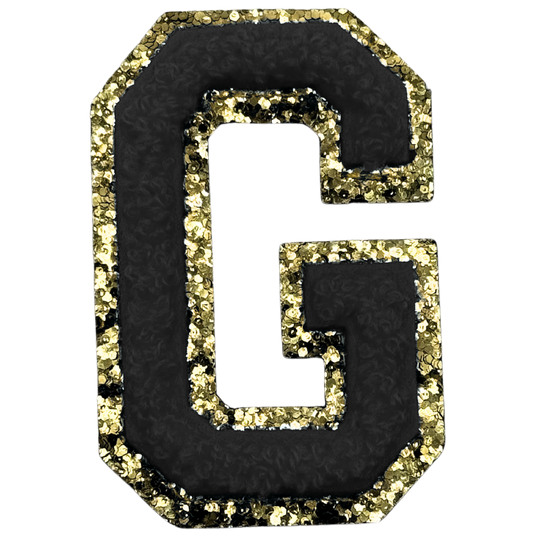 G Chenille Letter Iron On Patch Gold (Medium)