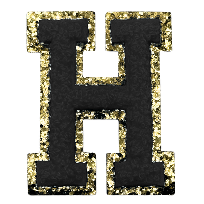 H Chenille Letter Iron On Patch Gold (Medium)