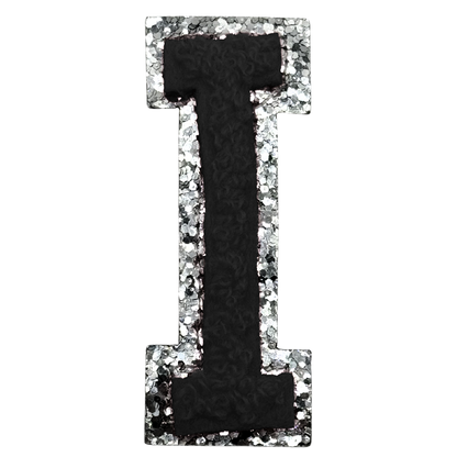 I Chenille Letter Iron On Patch Silver (Medium)