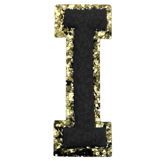 I Chenille Letter Iron On Patch Gold (Medium)