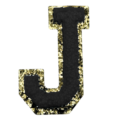 J Chenille Letter Iron On Patch Gold (Medium)