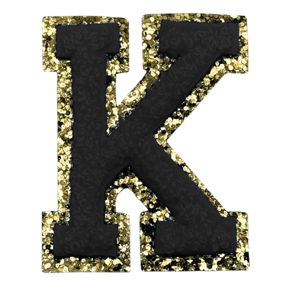 K Chenille Letter Iron On Patch Gold (Medium)