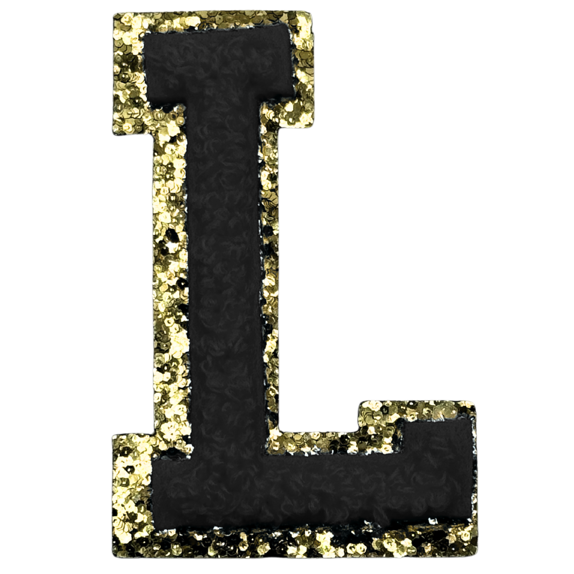 L Chenille Letter Iron On Patch Gold (Medium)