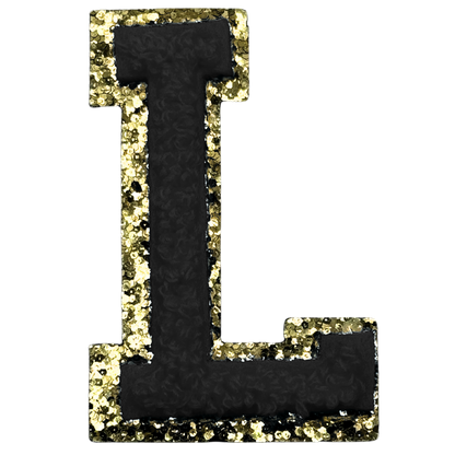 L Chenille Letter Iron On Patch Gold (Medium)