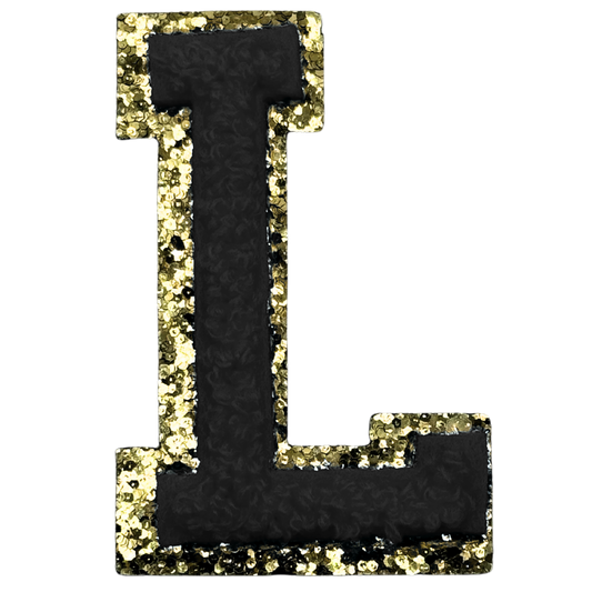 L Chenille Letter Iron On Patch Gold (Medium)