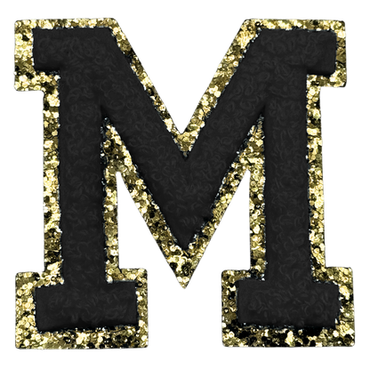 M Chenille Letter Iron On Patch Gold (Medium)