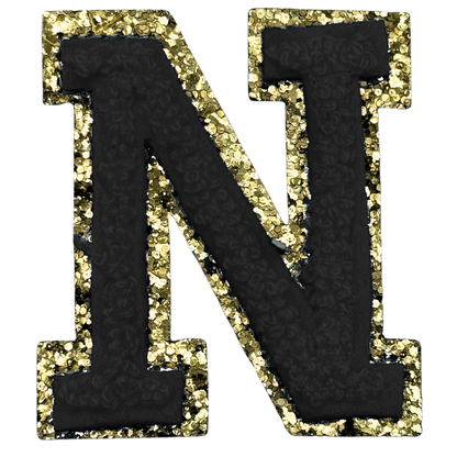 N Chenille Letter Iron On Patch Gold (Medium)