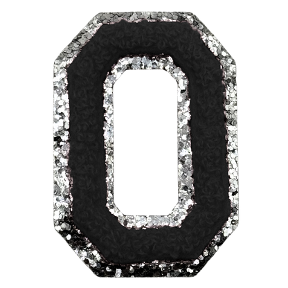 O Chenille Letter Iron On Patch Silver (Medium)