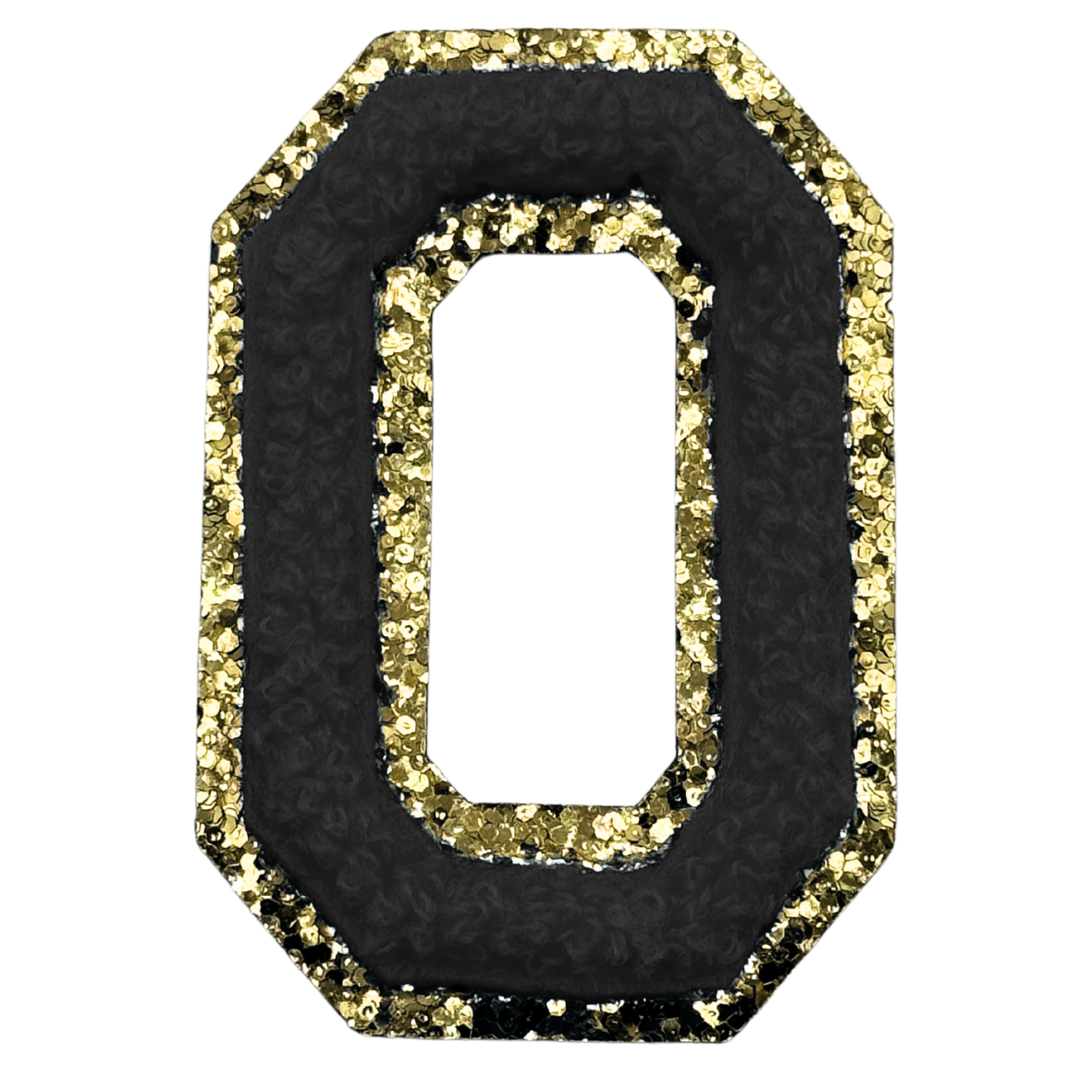 O Chenille Letter Iron On Patch Gold (Medium)