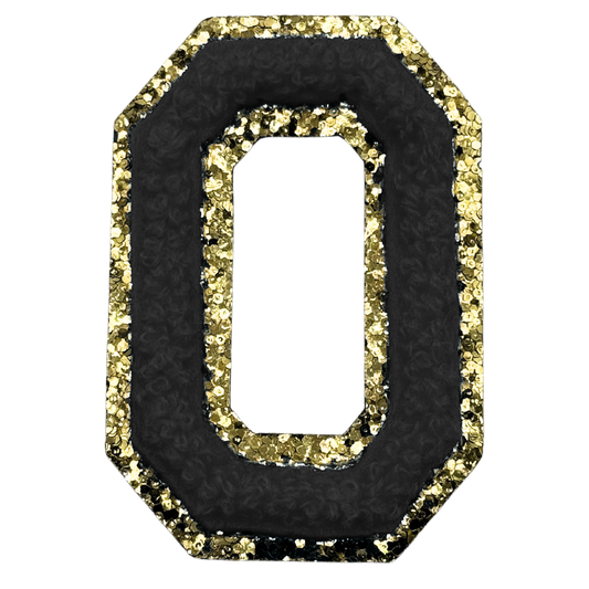 O Chenille Letter Iron On Patch Gold (Medium)