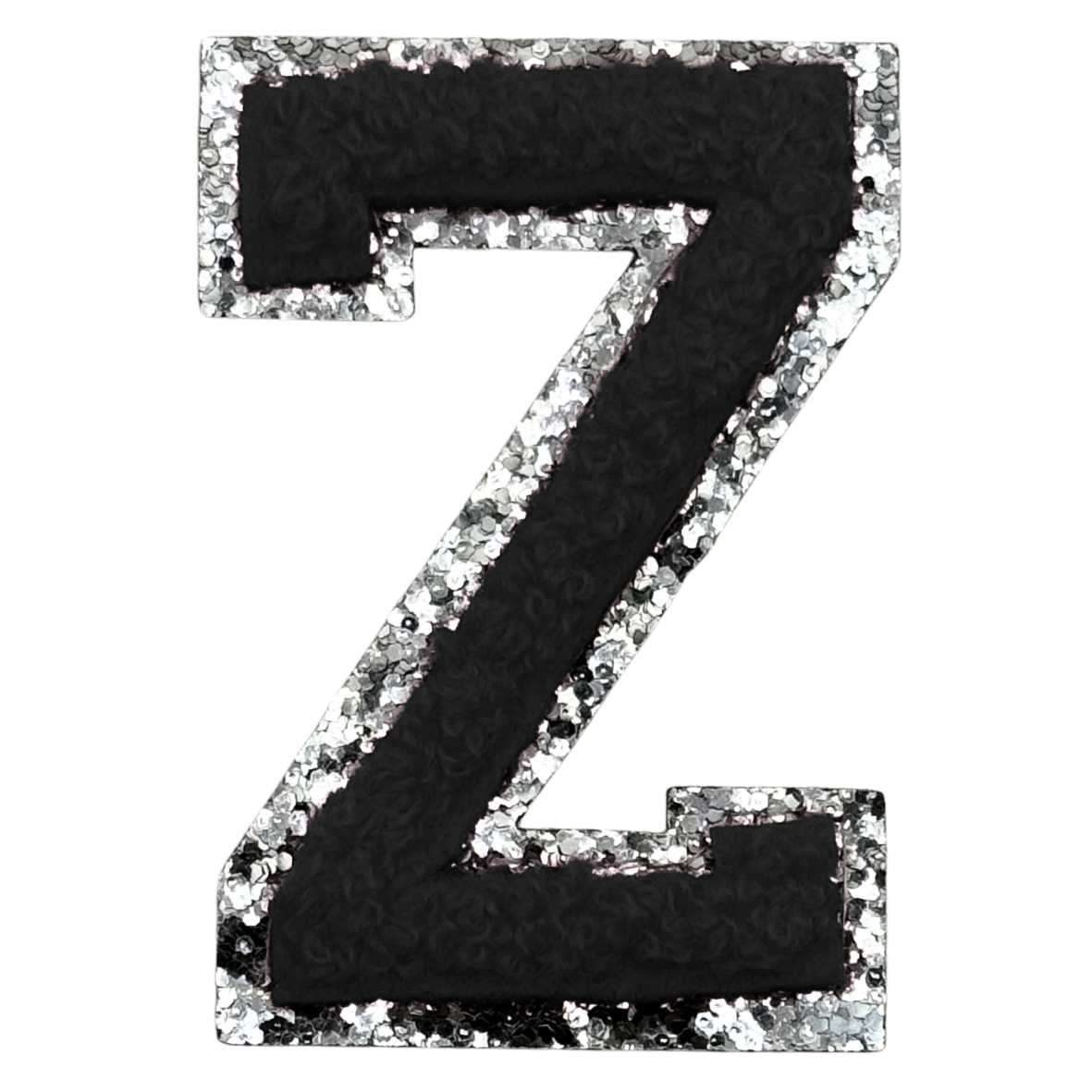 Z Chenille Letter Iron On Patch Silver (Medium)