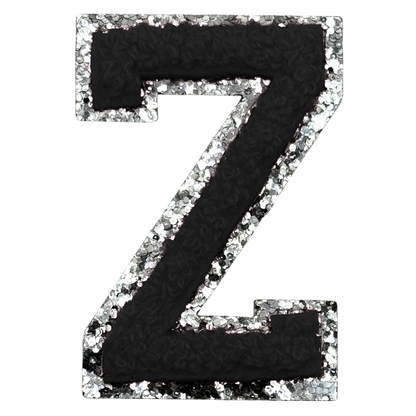 Z Chenille Letter Iron On Patch Silver (Medium)