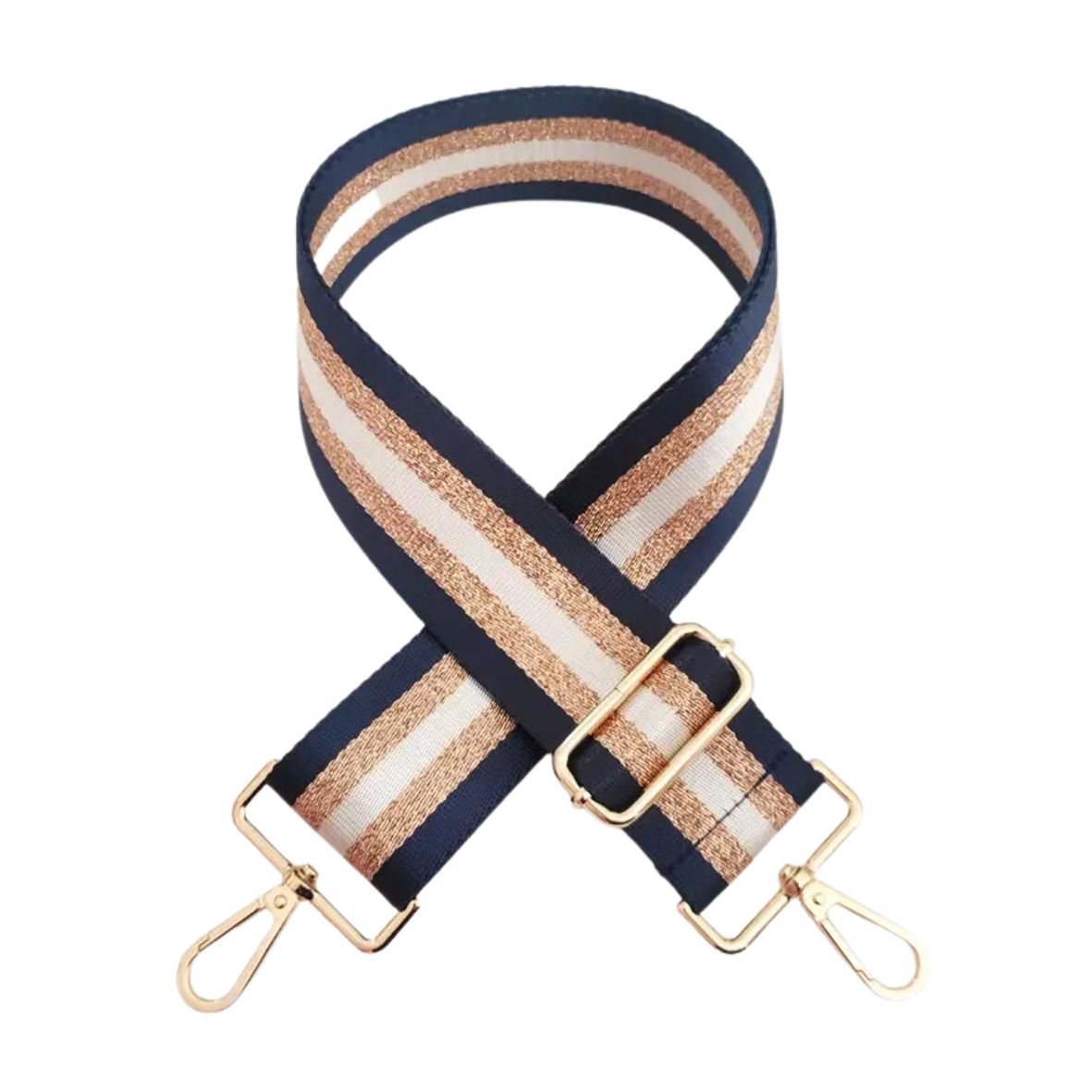 Black, Gold, and White Striped Strap