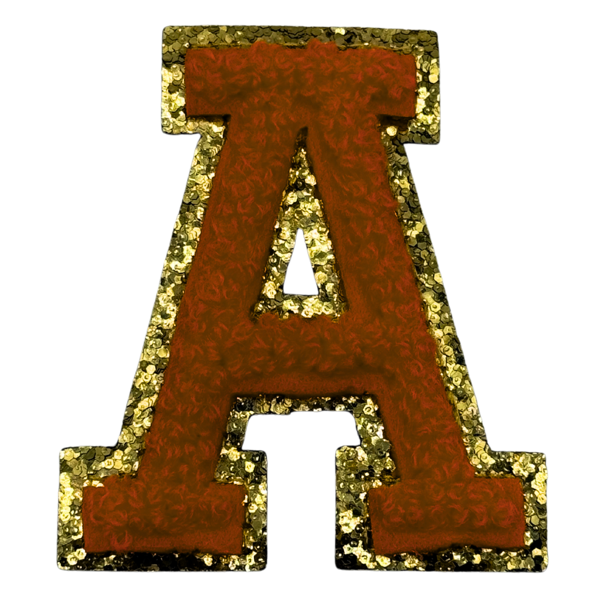 A Chenille Letter Iron On Patch Gold (Medium)