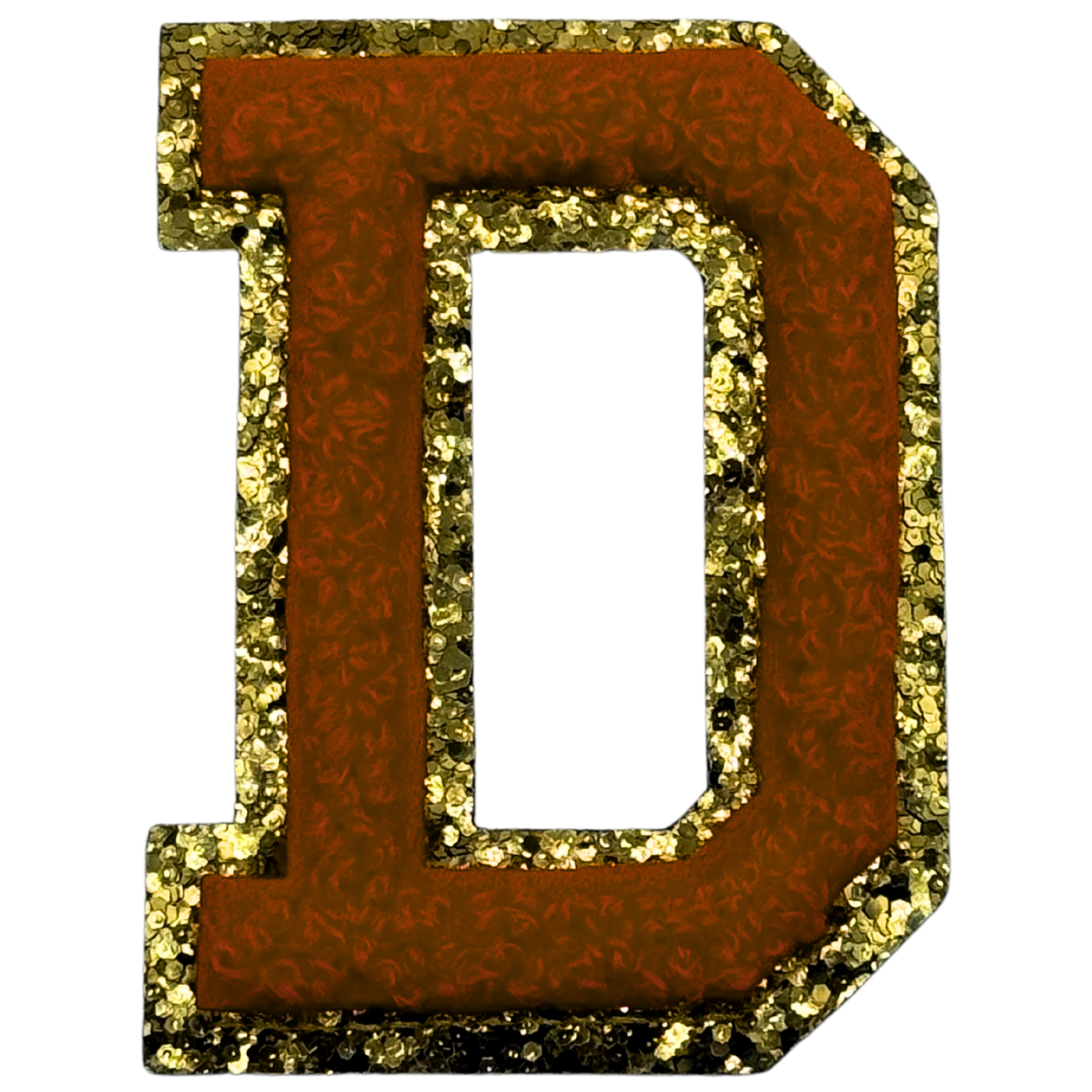 D Chenille Letter Iron On Patch Gold (Medium)
