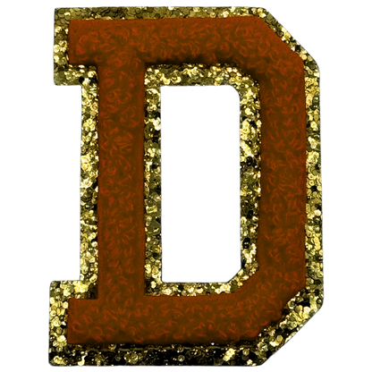 D Chenille Letter Iron On Patch Gold (Medium)