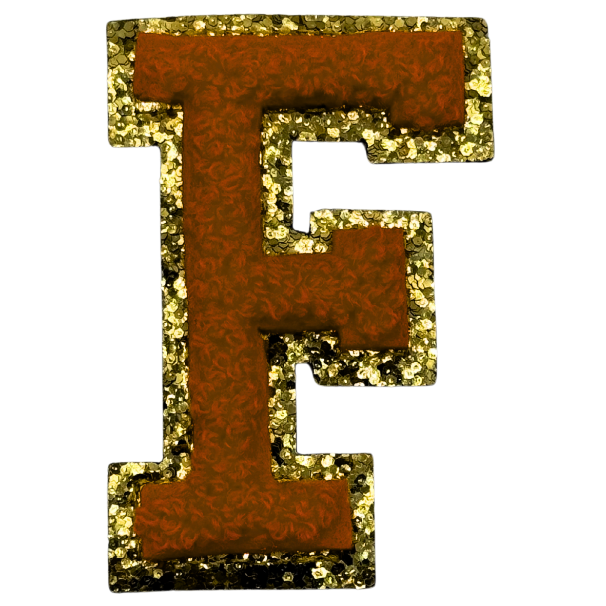 F Chenille Letter Iron On Patch Gold (Medium)