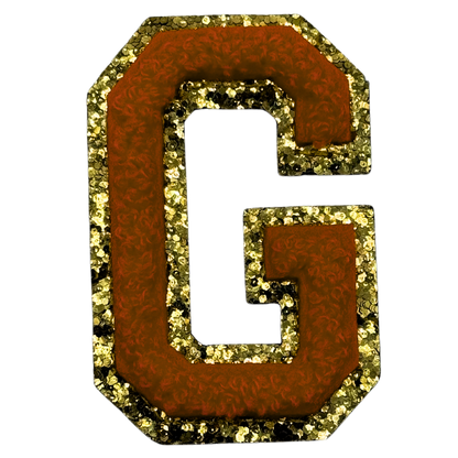 G Chenille Letter Iron On Patch Gold (Medium)