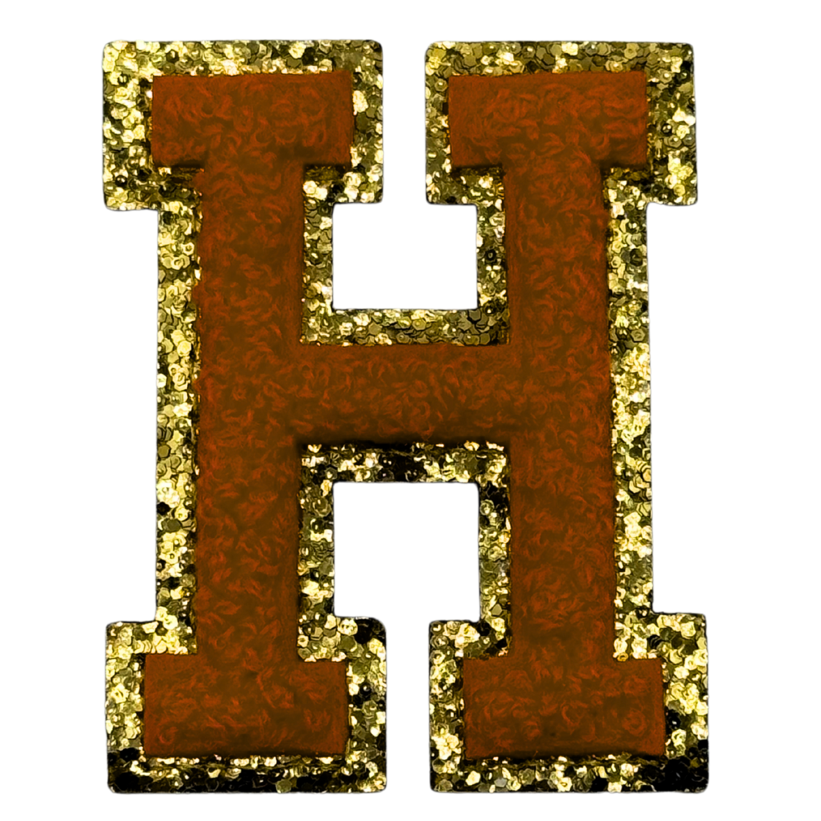 H Chenille Letter Iron On Patch Gold (Medium)