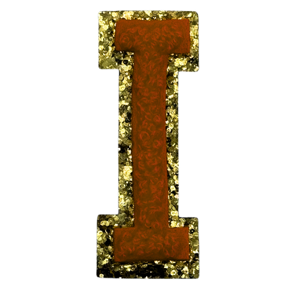 I Chenille Letter Iron On Patch Gold (Medium)