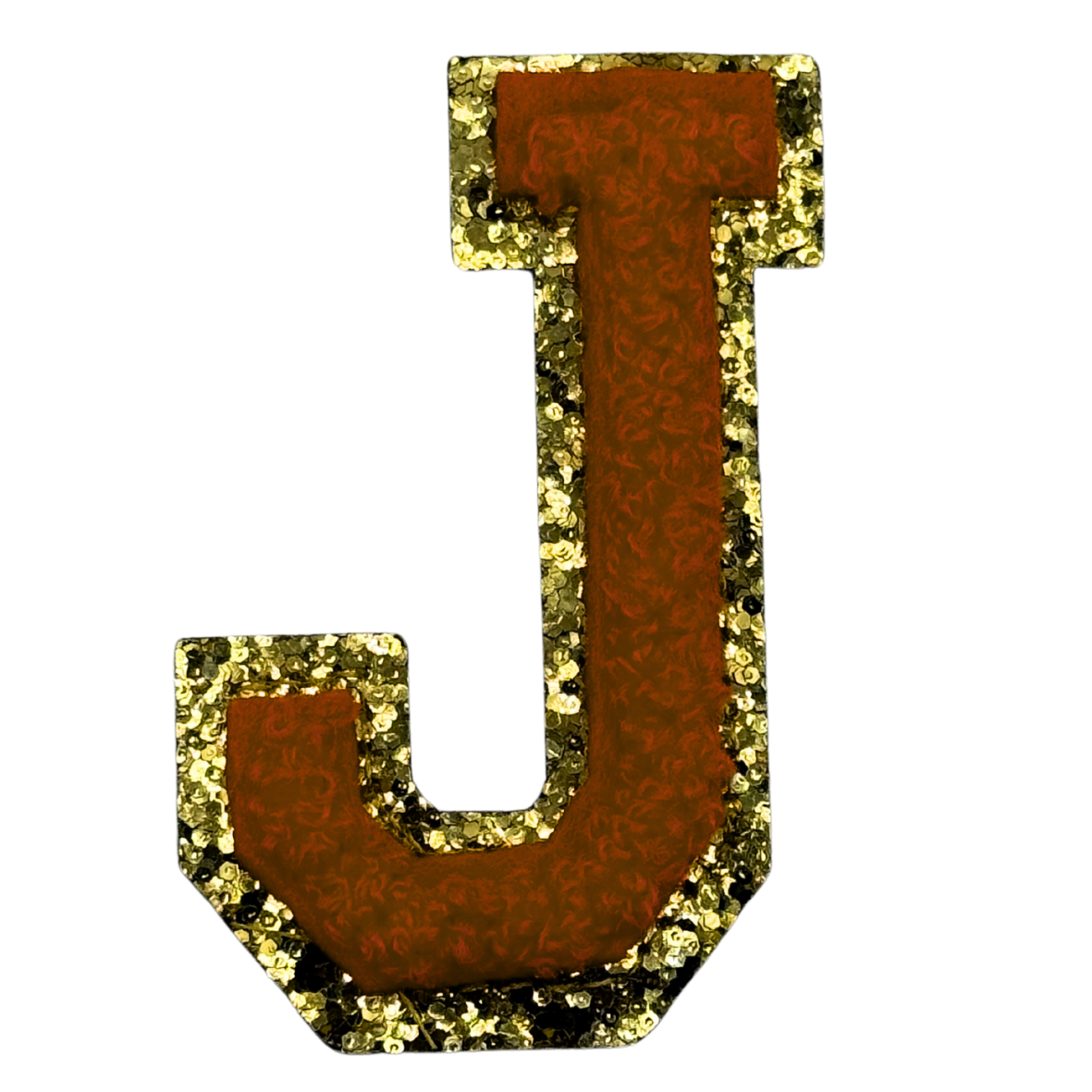 J Chenille Letter Iron On Patch Gold (Medium)