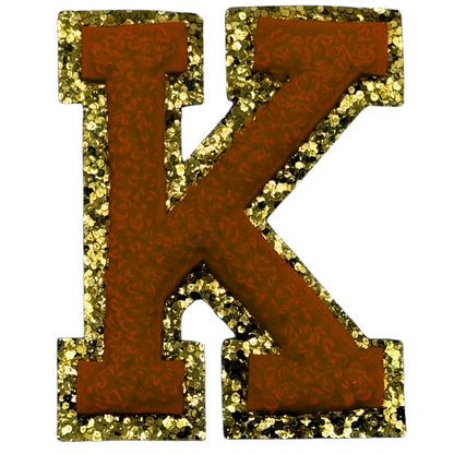 K Chenille Letter Iron On Patch Gold (Medium)