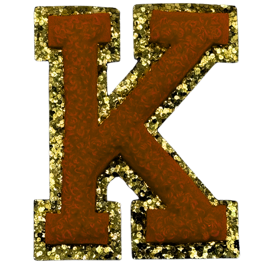 K Chenille Letter Iron On Patch Gold (Medium)