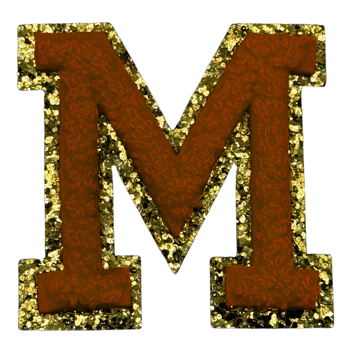 M Chenille Letter Iron On Patch Gold (Medium)